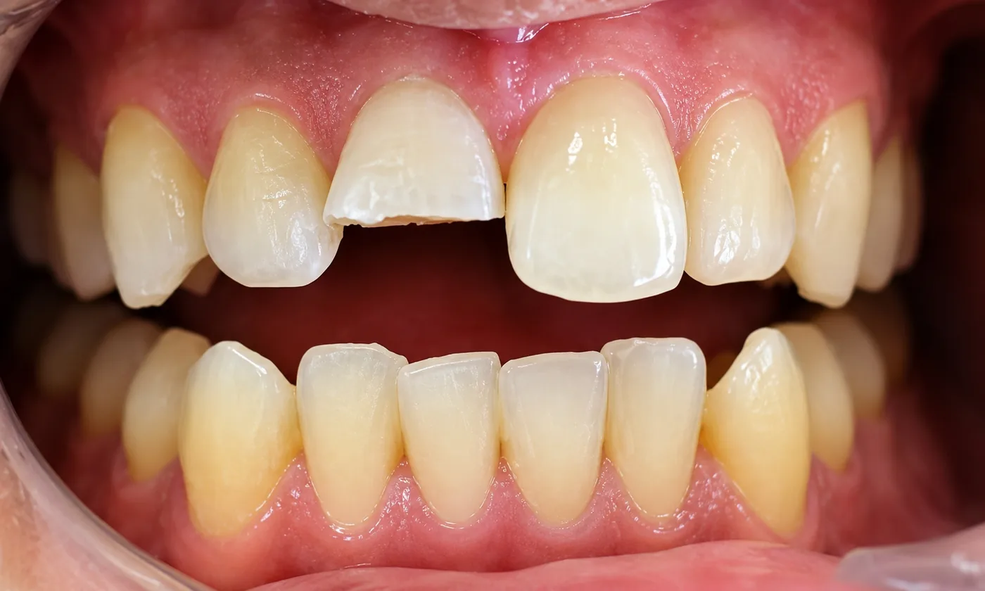 Before composite filling repair of a chipped tooth